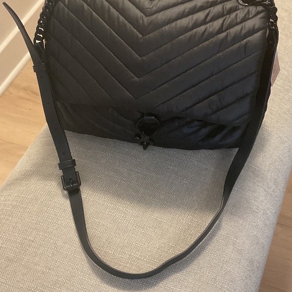 NWT - REBECCA MINKOFF - BLACK ON BLACK EDIE NYLON  PUFFY HANDBAG - Picture 3 of 8